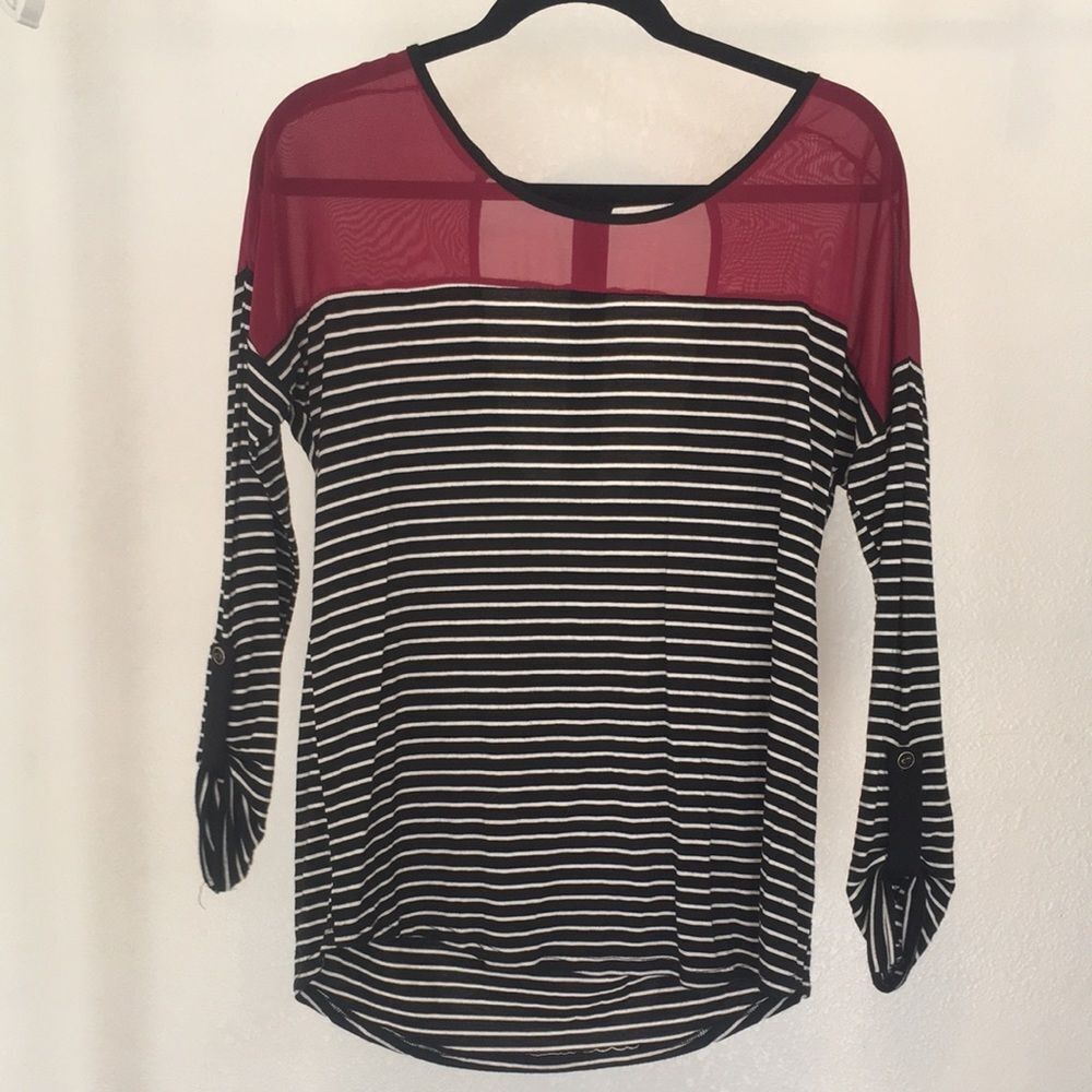 Maroon & Black Cutout Blouse